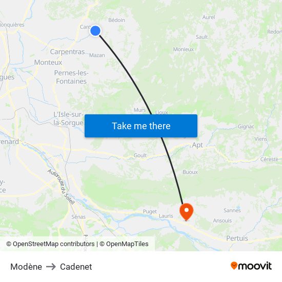 Modène to Cadenet map