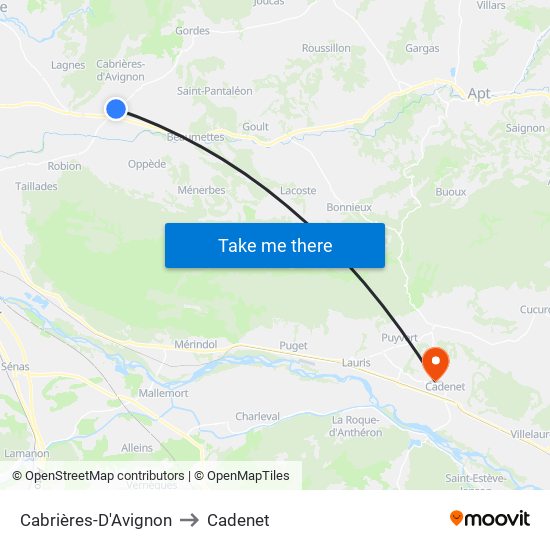 Cabrières-D'Avignon to Cadenet map