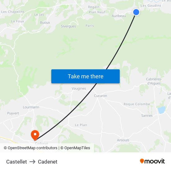 Castellet to Cadenet map