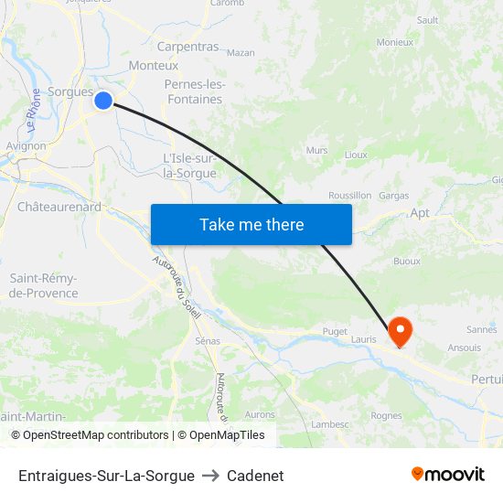 Entraigues-Sur-La-Sorgue to Cadenet map