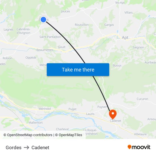 Gordes to Cadenet map