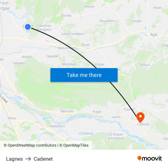 Lagnes to Cadenet map