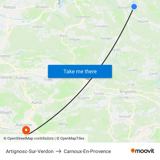 Artignosc-Sur-Verdon to Carnoux-En-Provence map