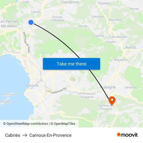 Cabriès to Carnoux-En-Provence map