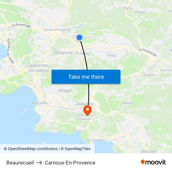Beaurecueil to Carnoux-En-Provence map