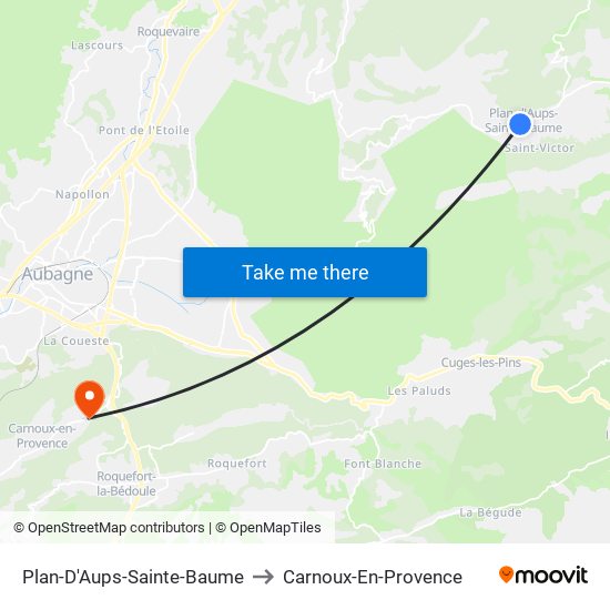 Plan-D'Aups-Sainte-Baume to Carnoux-En-Provence map