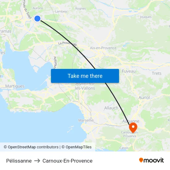 Pélissanne to Carnoux-En-Provence map