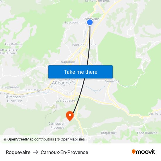 Roquevaire to Carnoux-En-Provence map