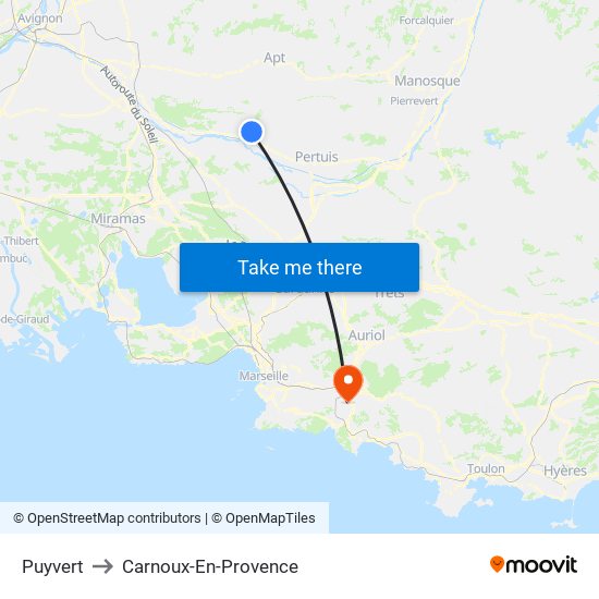 Puyvert to Carnoux-En-Provence map
