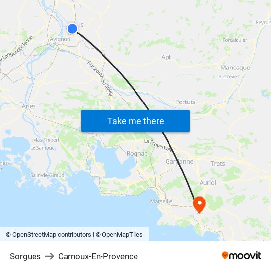 Sorgues to Carnoux-En-Provence map