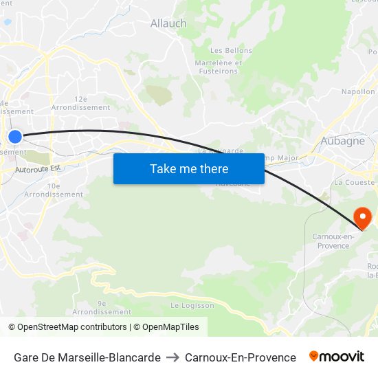 Gare De Marseille-Blancarde to Carnoux-En-Provence map