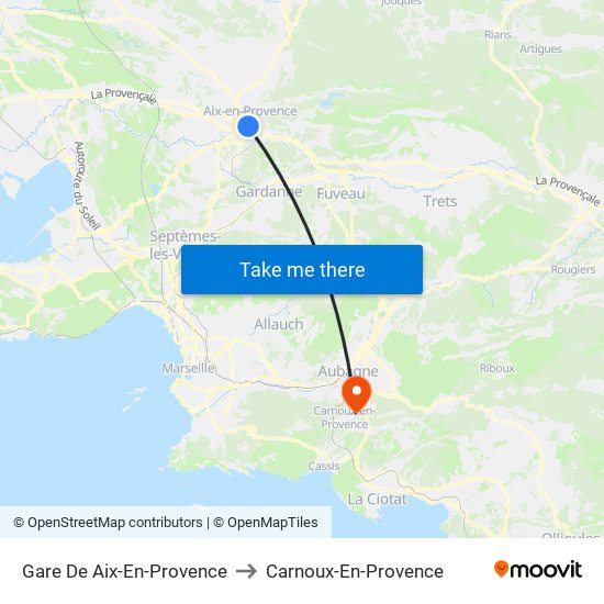 Gare De Aix-En-Provence to Carnoux-En-Provence map
