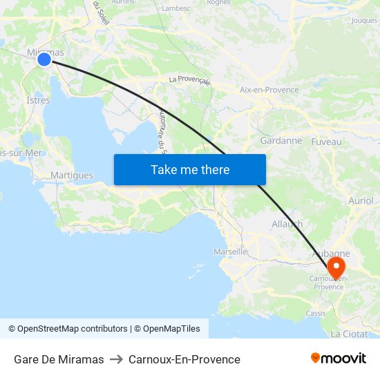 Gare De Miramas to Carnoux-En-Provence map