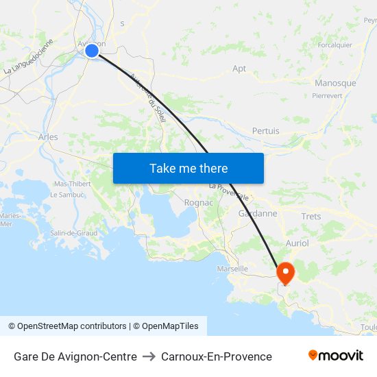 Gare De Avignon-Centre to Carnoux-En-Provence map