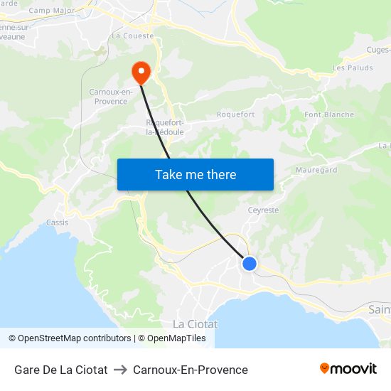 Gare De La Ciotat to Carnoux-En-Provence map
