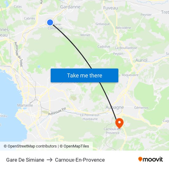 Gare De Simiane to Carnoux-En-Provence map