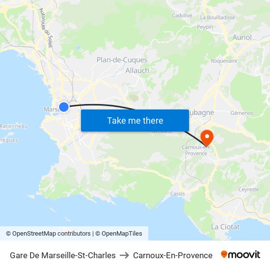 Gare De Marseille-St-Charles to Carnoux-En-Provence map