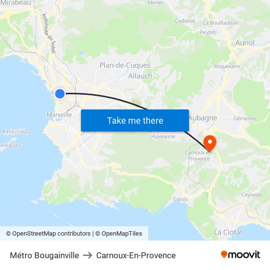 Métro Bougainville to Carnoux-En-Provence map