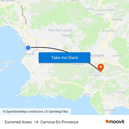 Euromed Arenc to Carnoux-En-Provence map