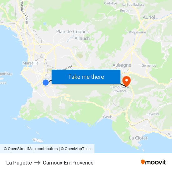 La Pugette to Carnoux-En-Provence map