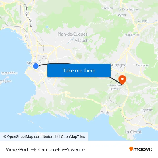 Vieux-Port to Carnoux-En-Provence map