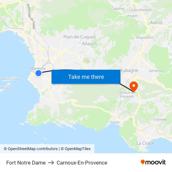 Fort Notre Dame to Carnoux-En-Provence map