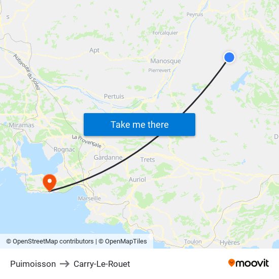 Puimoisson to Carry-Le-Rouet map