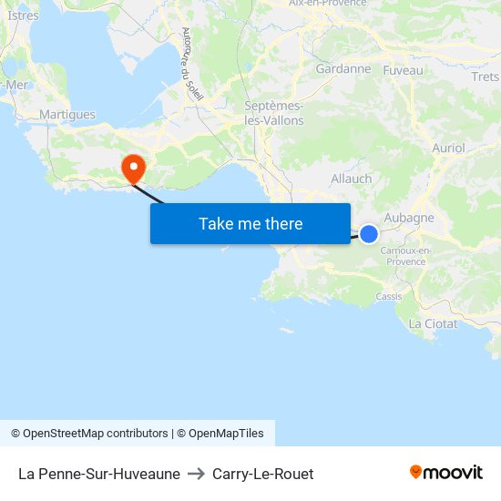 La Penne-Sur-Huveaune to Carry-Le-Rouet map