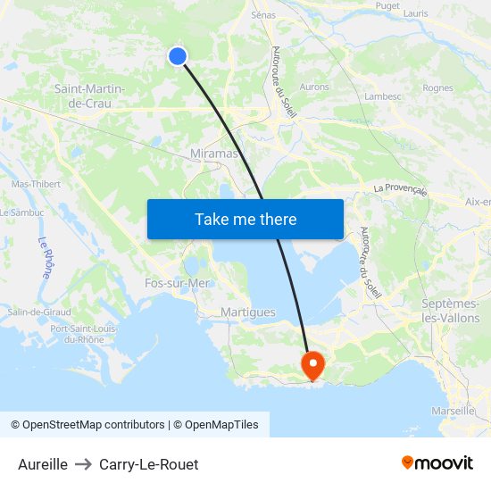 Aureille to Carry-Le-Rouet map