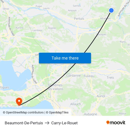 Beaumont-De-Pertuis to Carry-Le-Rouet map