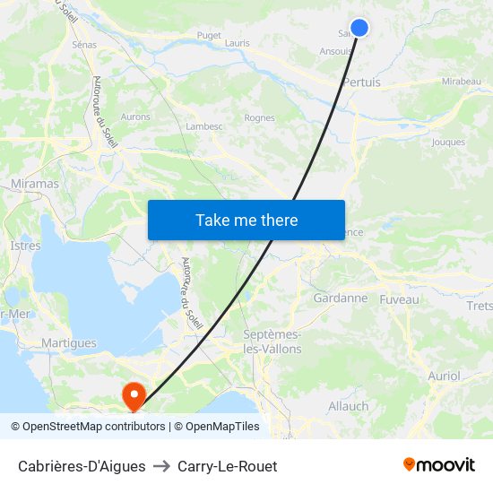 Cabrières-D'Aigues to Carry-Le-Rouet map