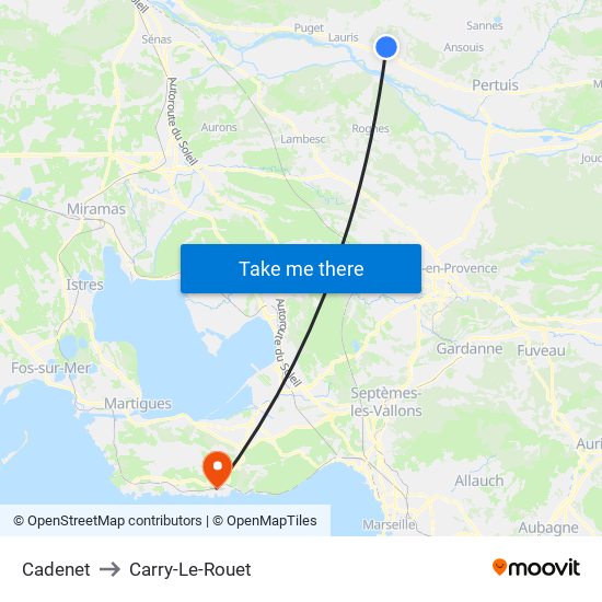 Cadenet to Carry-Le-Rouet map