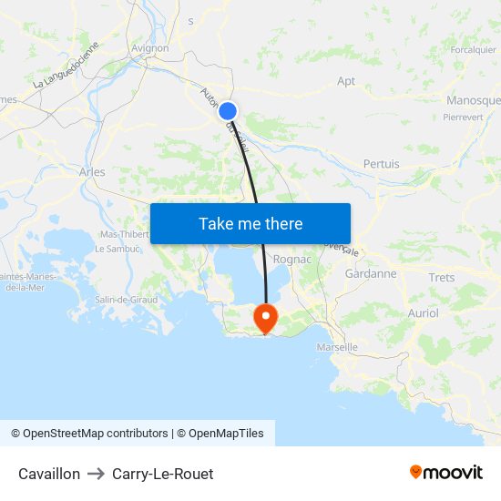 Cavaillon to Carry-Le-Rouet map