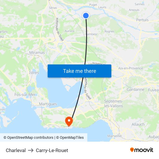 Charleval to Carry-Le-Rouet map