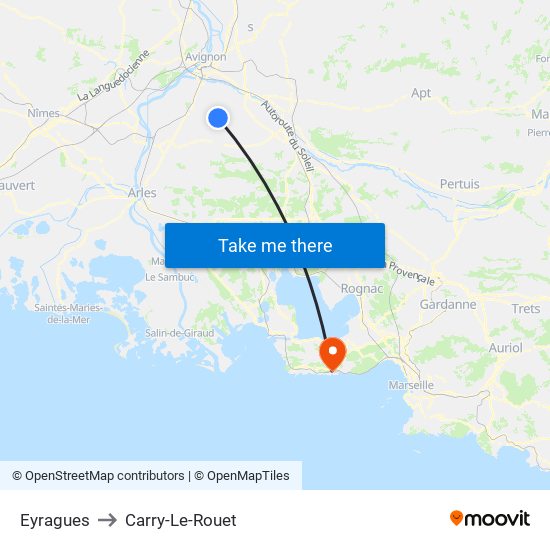 Eyragues to Carry-Le-Rouet map