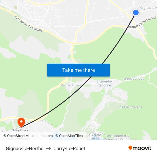Gignac-La-Nerthe to Carry-Le-Rouet map