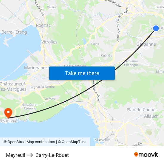 Meyreuil to Carry-Le-Rouet map