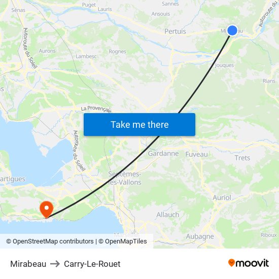 Mirabeau to Carry-Le-Rouet map