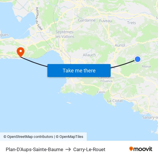 Plan-D'Aups-Sainte-Baume to Carry-Le-Rouet map