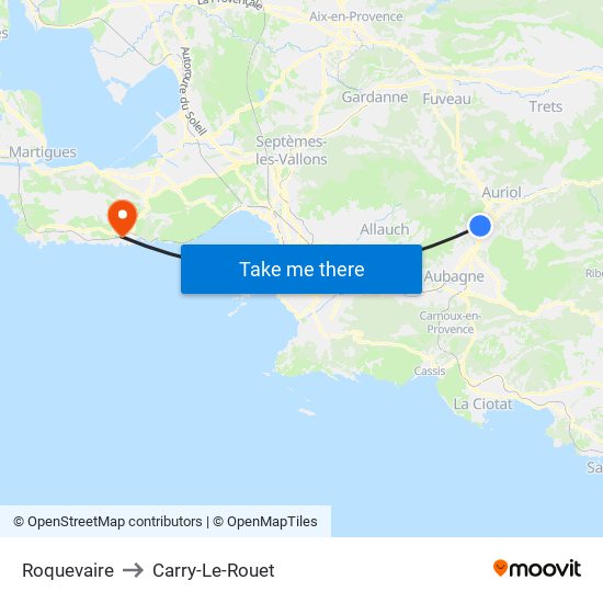 Roquevaire to Carry-Le-Rouet map