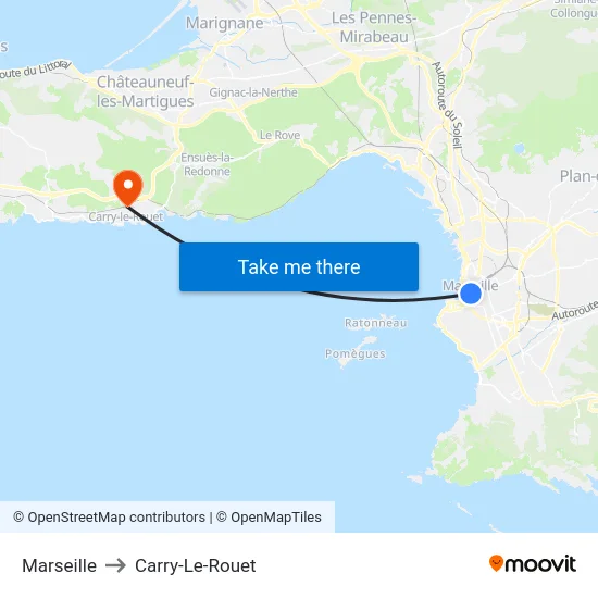 Marseille to Carry-Le-Rouet map