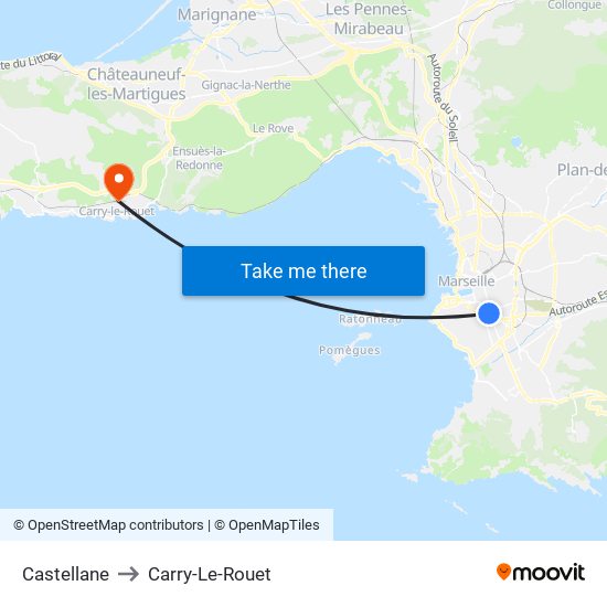 Castellane to Carry-Le-Rouet map