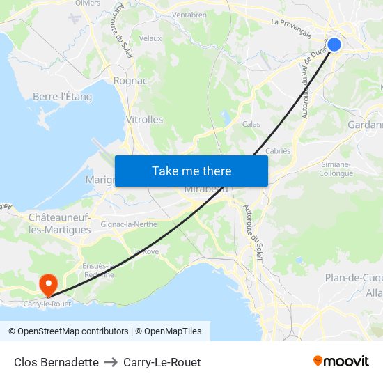 Clos Bernadette to Carry-Le-Rouet map