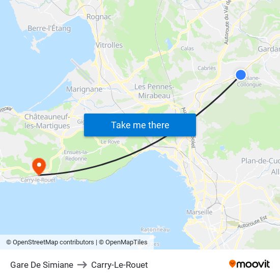 Gare De Simiane to Carry-Le-Rouet map