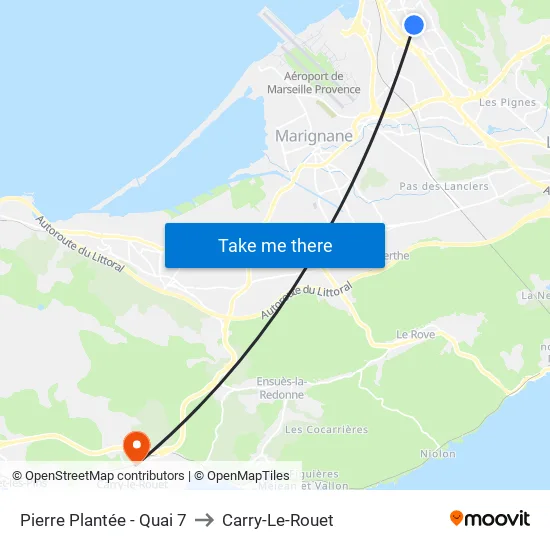 Pierre Plantée - Quai 7 to Carry-Le-Rouet map