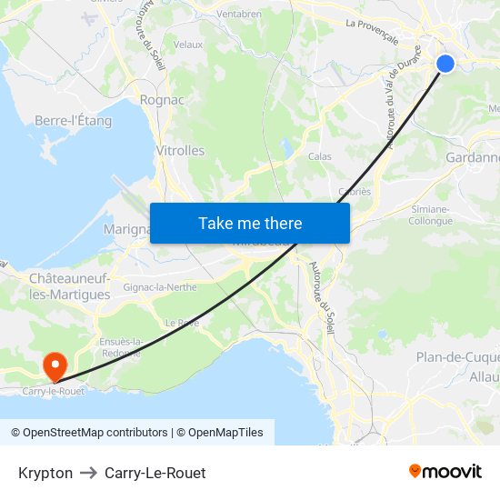 Krypton to Carry-Le-Rouet map