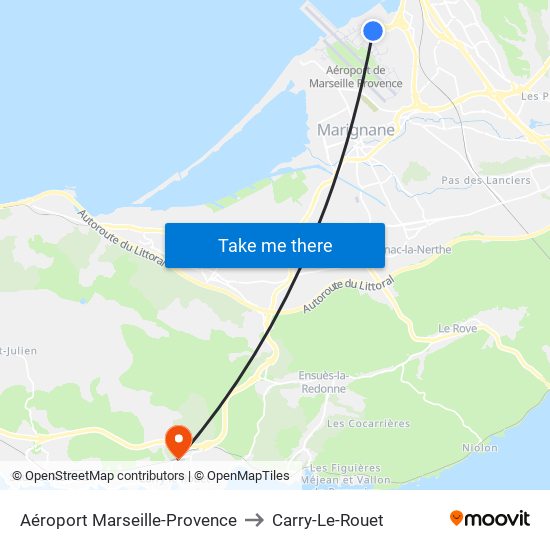 Aéroport Marseille-Provence to Carry-Le-Rouet map