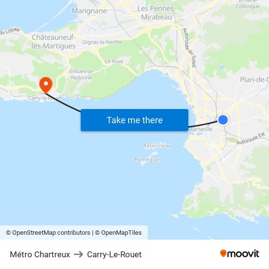 Métro Chartreux to Carry-Le-Rouet map