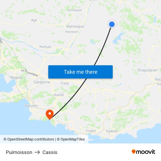 Puimoisson to Cassis map