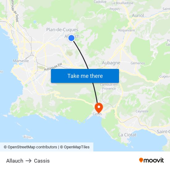 Allauch to Cassis map